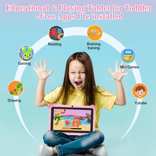 Kids Tablet For Toddlers, Children’S Tablet For Kids With Wifi Dual Camera Touch Screen Kid Edition App Installed, Durable Shockproof Case Parental Controls 3-7 Year Toddler Boys Girls Gift(Pink) - 3