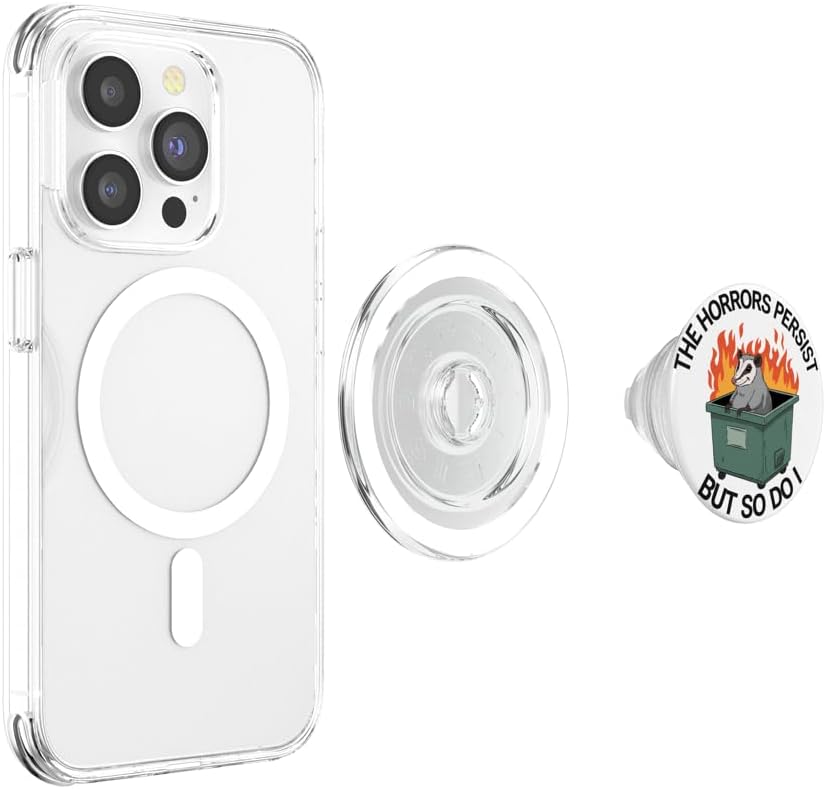 Funny Opossum Dumpster Fire Meme Design PopSockets PopGrip for MagSafe