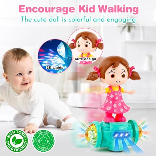 Image of Zest 4 Toyz Musical Toy for Kids 360 Degree Rotating Dancing Girl Doll Toy with 5d Light & Sound Bump & Go Action Toy for 1+ Year Old Kids Boys Girls | Birthday Gift