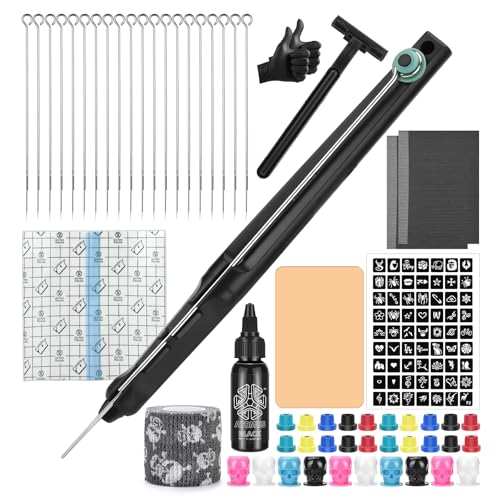 UAKERLED Hand Poke Stick Tattoo Kit DIY Tattoo Practice Set Manual Tattoo Kit for Beginners Complete...