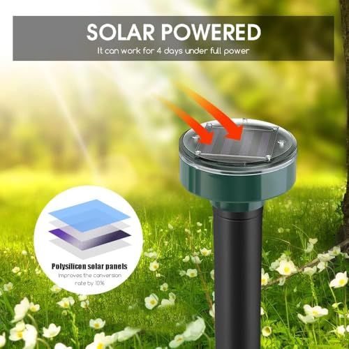 Image of Mole Repellent Solar Powered - Ultrasonic Mole Repeller,Waterproof Solar Powered Groundhog Deterrent for Lawns Yard Garden Farm