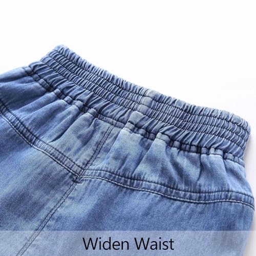 Happy Cherry Boys Blue Denim Pants Stretch Elastic Waist Loose Jeans with Pockets Pull on Denim Jeans for Kids3