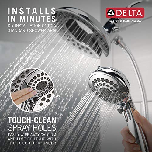 Image of Delta Faucet 5-Spray In2ition Dual Shower Head with Handheld Spray, H2Okinetic Brushed Nickel Shower Head with Hose, Showerheads, Handheld Shower Heads, Magnetic Docking, Stainless 58480-SS-PK