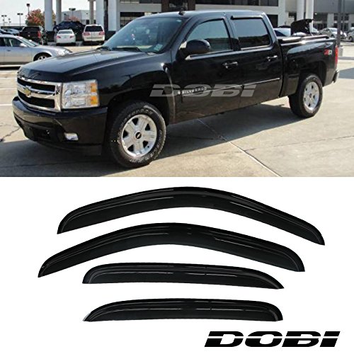 VioGi 4pcs Front Rear Smoke Sun/Rain Guard Vent Shade Window Visors for 07-13 Chevy Avalanche Suburban GMC Yukon XL Silverado GMC Sierra 1500/2500 3500 HD Crew Cab (Except 2007 Classic)