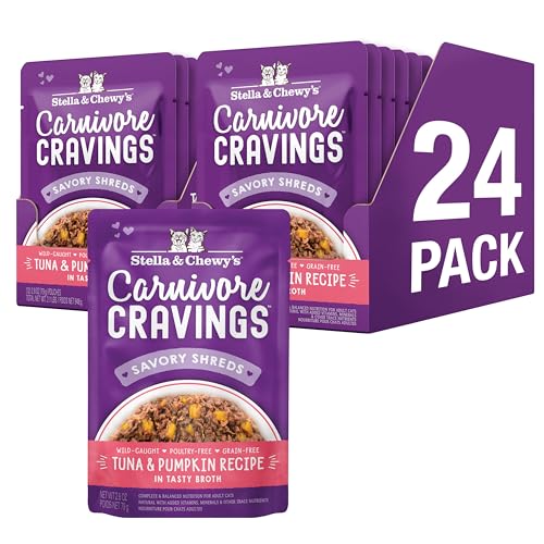Stella & Chewy's Carnivore Cravings Wet Cat Food - Premium Pouches - Grain Free, High Protein Tuna & Pumpkin - Perfect For Picky Eaters - Complete Meal or Topper (2.8 oz, 24 Pack) - image 1