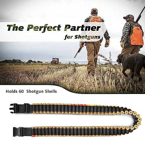 Tyseam 60 Round Adjustable Shotshells Bandolier 12/20 Gauge With Quick Release Buckle, Shotgun Bandoleer Holds 60 Shotgun Shells For Hunting #TOP3
