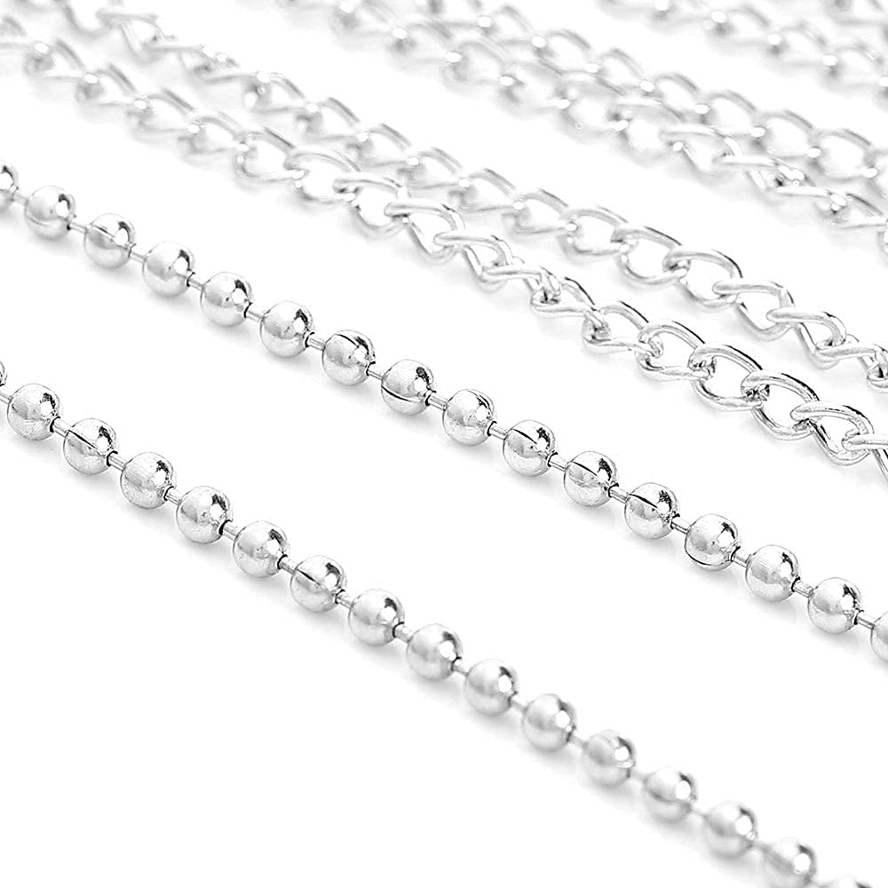 Jovono Cadena de cuerpo con cuentas para bikini, cadena de joyería corporal, cadena de cintura para mujer y niña (plata), Plata