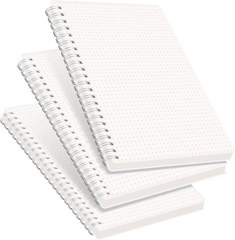 Image of A5 Dot Paper Notebooks, 5.5 x 8.2 inches, DOT Book,100 GSM Premium Paper, 480 Pages, Waterproof Cover, Set of 3