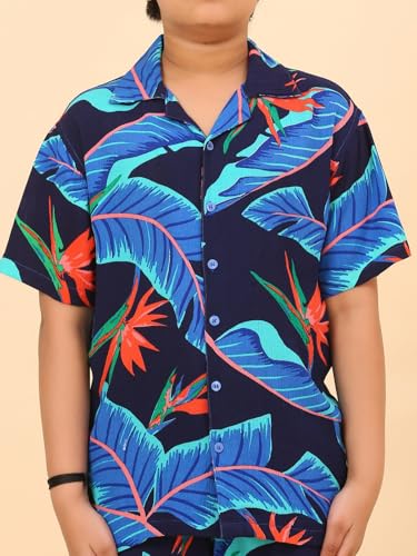 Image of Ninos Dreams Boys Cotton Rayon Halfsleeves Coord Set with Shirt & Shorts /Boys Vacation wear /boys co ord set /Boys Tropical print Shirt & Shorts set /Boys Clothing Set