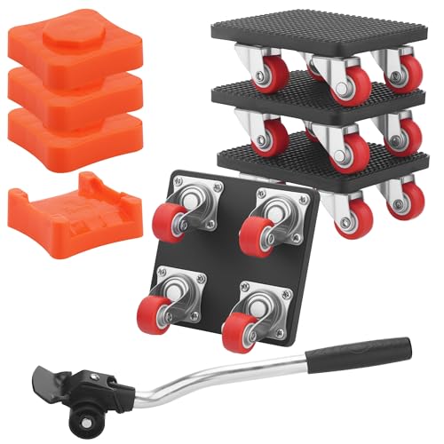 Zourglow Juego de Elevador de Mueble, Ruedas para Mover con 4 Ruedas 360 Grados, Carga 500kg, Transportador
