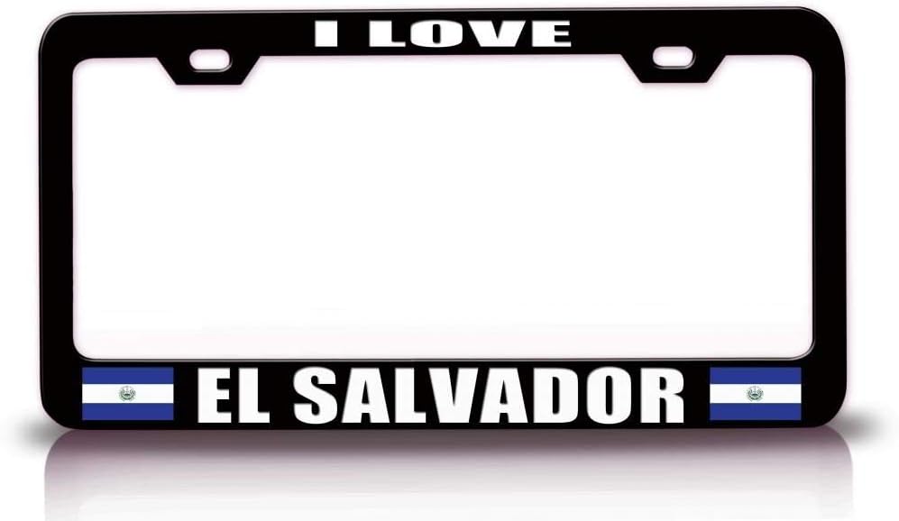 I Love EL Salvador Flag Metal Car SUV Truck License Plate Frame Bl z43