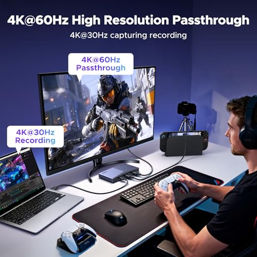 Image of UGREEN 4K@30Hz Video Capture Card USB 3.2 4K@60Hz Input Passthrough | 24 /7 Live Streaming FPGA Broadcasting, Low Latency, Compatible with Switch 2 PS5 Xbox PC Camera Mac OBS XSplit