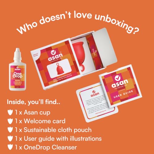 Image of Asan menstrual cup (Light /medium flow) + OneDrop Cleanser Combo Pack | Easiest cup to insert & remove I Special ring design | Premium medical grade silicone I Designed in the USA