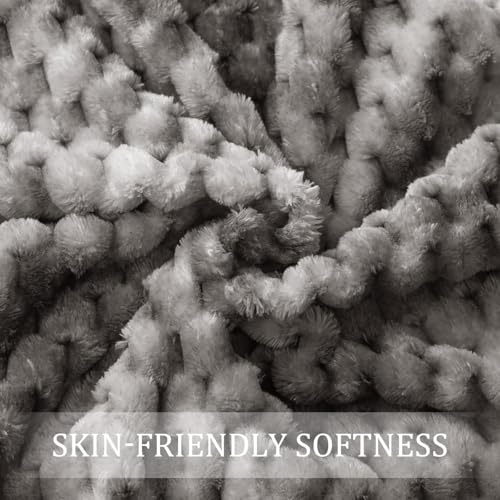 Image of Exclusivo Mezcla Fleece Throw Blanket for Couch, Extra Large Fuzzy Tie-dye Grey Bed Blankets, Soft Cozy Plush Sofa Throws for All Seasons, 50x70 Inches