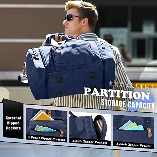 Gonex-Canvas-Duffle-Bag-for-Travel-50L-Expandable-Duffel-Weekend-Overnight-Bag-men-Blue