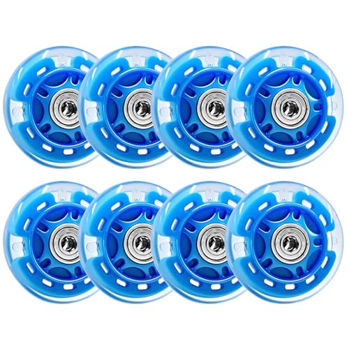 Nattork 8-Pack Inline Skates Wheels 64mm with Bearings for Indoor and Outdoor Replacement - High Performance Durable Wheel for Smooth Riding Upgrades Blue Blue 64mm