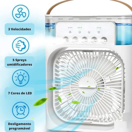 Mini Ar Condicionado Ventilador Climatizador Umidificador Aromatizador Portátil 4 em 1 - Refresque,