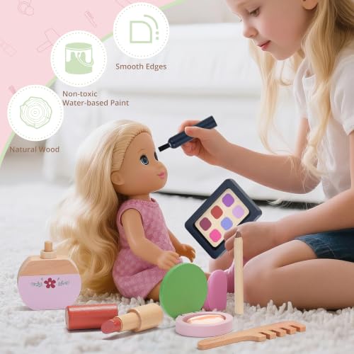 PairPear Wooden Vanity Set for Kids, Pretend Play Toddler Makeup Toy - image 4