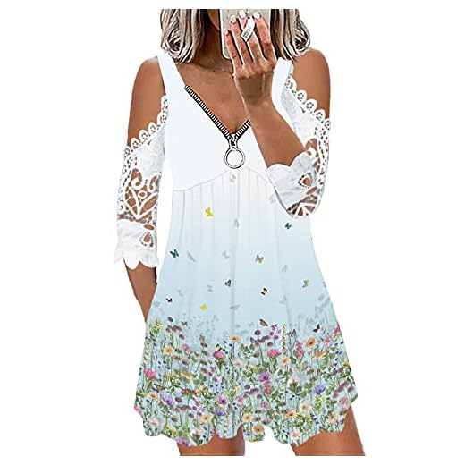 Damen Sommerkleid Knielang Abendkleid Frauen ärmellos Lockeres Kleid in A Linie Kurzarm Kleid Spitze Blumen Sommerkleid Rundhals Ärmellos Sommerkleid Baumwolle Und Leinen Kleider 8 Sunnyuk Kleider Damen V-Ausschnitt Partykleid Festlich Mini Sommerkleid Leicht Luftig Cocktailkleid mit Spitze Boho Kleid Sommerkleid Tunika Kleider Vintage Damen Kleide
