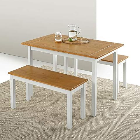 ZINUS Becky 114 cm großer Esstisch aus Holz mit zwei Bänken Cover