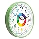 Kiddus Wanduhr für Kinder. Größe XL. 30cm Durchmesser. Analoger Zeitlehrer mit Zeitlernübungen. Stilles Uhr. Viele Sprachen. Model: Mint, Italiano