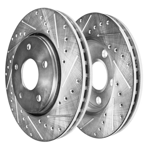 Image of Detroit Axle - Front and Rear Disc Brake Kit - 2.4L for 09-10 Pontiac Vibe - 09 10 11 12 13 Toyota Matrix AWD & XRS FWD (Drilled and Slotted)