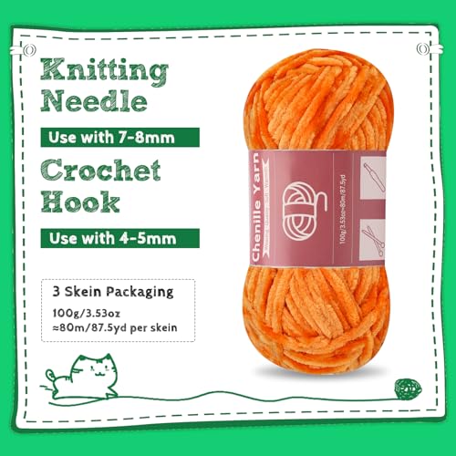 SUVSOON 3 * 100g Chenille Yarn - Image 3