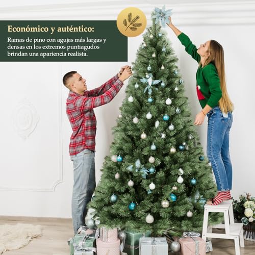 Árbol de Navidad artificial de 1,8 m que evita la caída de agujas en salones con alfombras 4