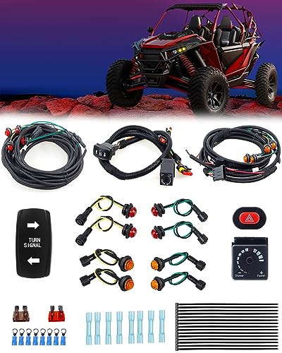 Image of NTHREEAUTO UTV Turn Signal Kit with Pre-Wired, Plug and Play UTV ATV Blinker with Rocker Switch, Hazard Light, Universal Street Legal Kit Compatible with Polaris, Ranger, Kawasaki, Can-Am, Yamaha