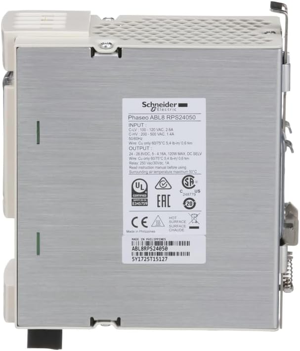 Schneider Electric Universal Power Supply, Phaseo, 1 or 2 Phase, 100 to 500 V, 24 V, 5 Amp