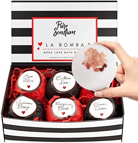 Pure Scentum Bath Bombs for Women - 6 Large USA Made Organic Fizzies with Shea Butter Moisturize Dry Skin in Bubble Bath - Spa Gifts for Women - ...
