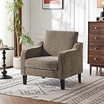 VINGLI Accent Chair for Living Room Chairs Light Brown Reading Chair for Bedroom Scooped Arm Chair Mid Century Modern Accent Chairs Upholstered Comfy Chair for Apartment, Waiting Room - Image 2