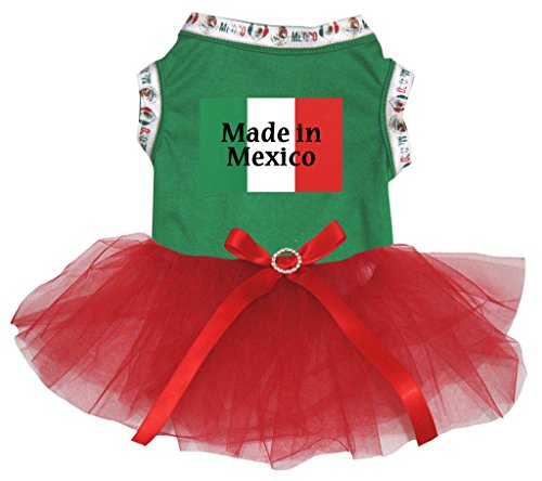 Petitebella Flag of Made in Mexico Puppy Dog Dress (Small, Green)
