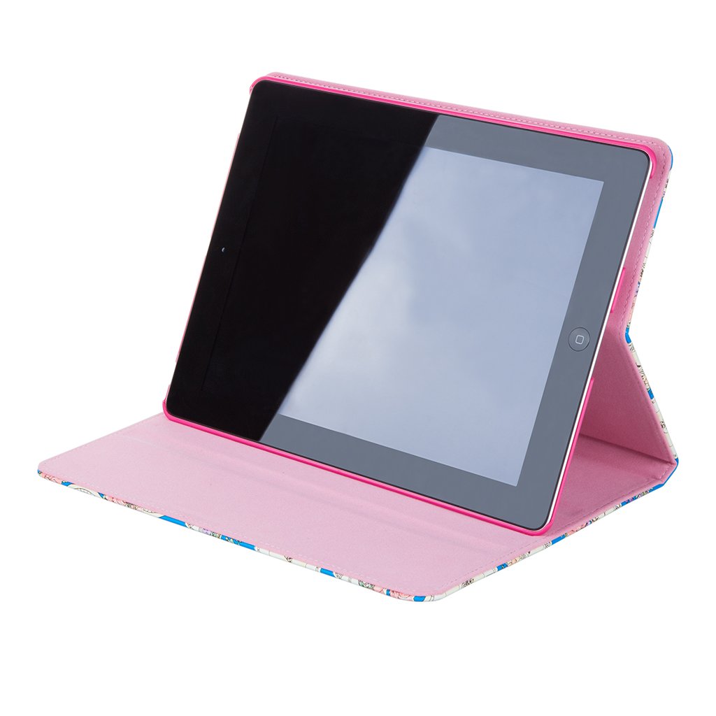 IDEGG Case for iPad 2 3 4 (Blue with Clock Flower, iPad 2/3/4)