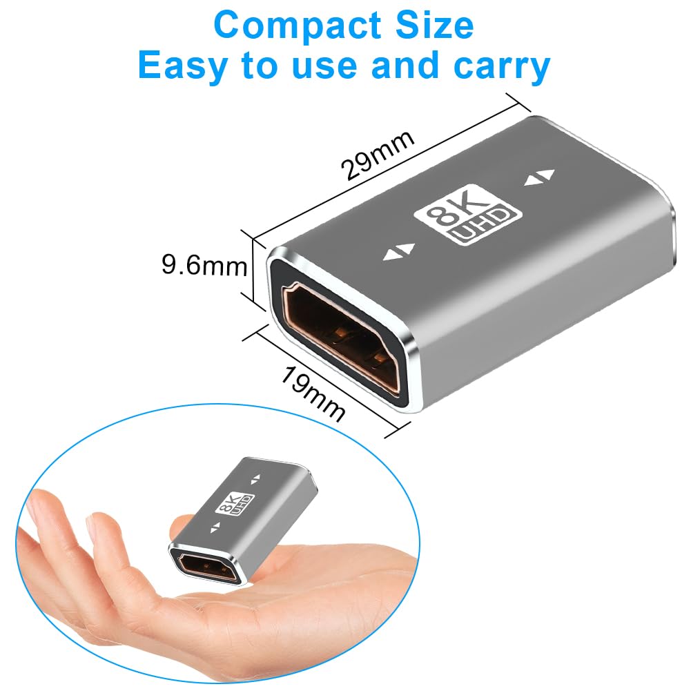 AXFEE 2Pezzi Adattatore Mirco Femmina a HDMI Femmina, Adattatore da HDMI, Compatibile con Porta HDMI, Prolunga HDMI Supporto 8K/@60HZ, Risoluzione 1080p, per PC,Tablet,Videocamere, Monitor,TV