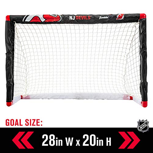 Franklin Sports New Jersey Devils Mini Hockey Set - Knee Hockey Goal, Ball, & 2 Hockey Stick Combo Set - Mini Goal Net - Nhl Official Hockey Set , 28" X 20" X 12" #TOP2