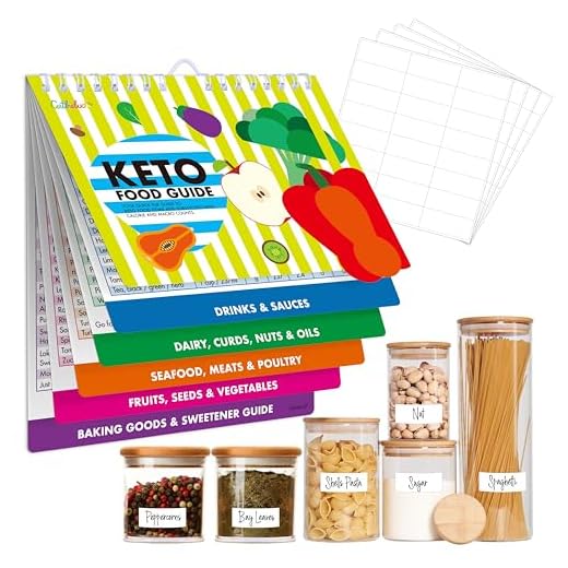 Hoja de Trucos magnética de Alimentos Keto, folleto de guía de Alimentos cetogénicos con 72 Etiquetas en Blanco Removibles, Plan de Comidas bajo en carbohidratos y Recetas