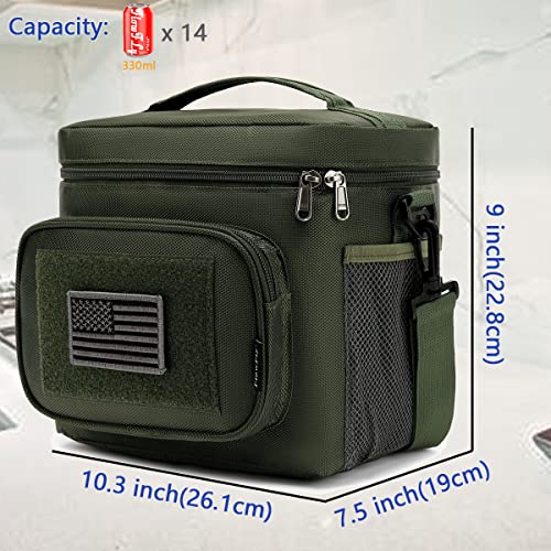 Flowfly Tactical Lunch Bag Large Insulated Lunch Box Cooler Tote For Men, Women With Molle / Pals Webbing (Army#Green, Medium) #TOP2