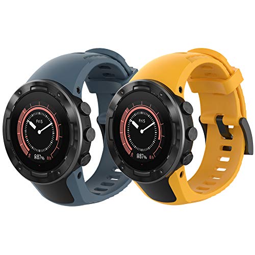 hengkang Compatible with SUUNTO 5 Watch Bands, Sport Stylish Replacement Watch Band Silicone Band Straps Wristbands Bracelet Fit for SUUNTO 5 Multisport GPS Watch (Navy Yellow)