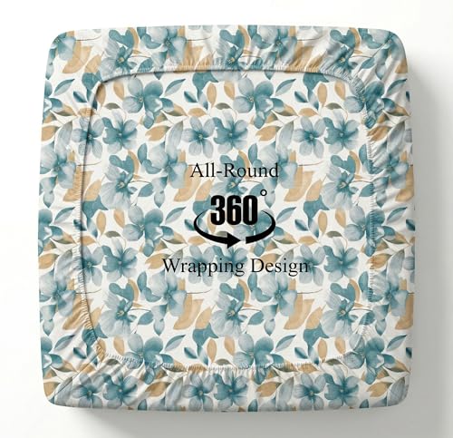 Image of BSB HOME 240 TC Cotton Fitted Double Bedsheet with 2 Pillow Covers, Elastic Bed Sheet, Soft Breathable Skin-Friendly Fabric, All Season Comfort - 72 x 72 + 8 Inches (Dusty Aqua)