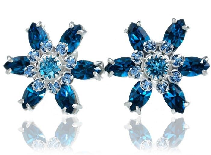 Boucles d'oreilles bleu azur en cristaux originaux et argent 925 Arande