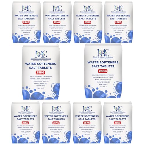 MAC 25 Kg Salt Tablets | Water Softener | Food Grade | Compatible to All Water Softener Machines 100% Genuine British Salt Tablet, Tablet Salt of Premium (10 bags)