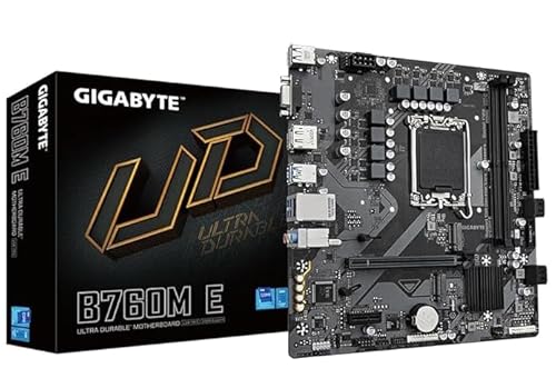 GIGABYTE B760M E }U[{[h - 14Intel Core CPUA6+1+1tF[YVRMAő7200MHz DDR5 (OC)A2xPCIe 4.0 M.2A1GbE LANAUSB 3.2 Gen 1ɑΉB