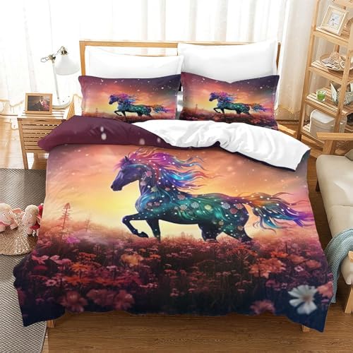 Housse de couette 220x240 cheval avec fermeture éclair lit king 3D - 3