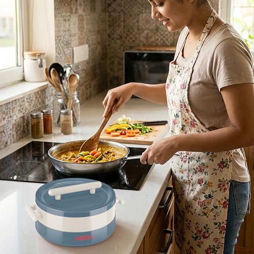 Image of MILTON Valenza 2000 Insulated Inner Stainless Steel Casserole for Roti, 1900ml | Hot Box for Kitchen | Keeps Food Hot & Fresh | BPA-Free, Durable & Easy to Carry | Hot Pot with Lid for Home,Blue Stone