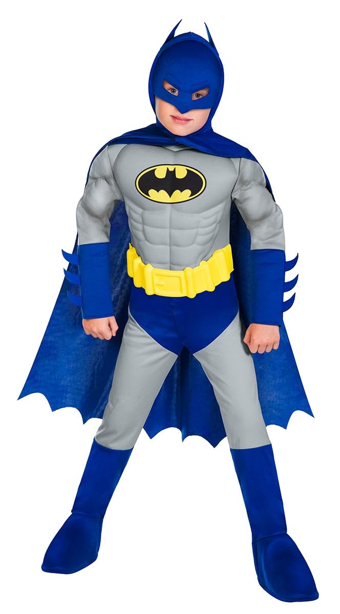 Costume Supereroe Warner Bros Per Bambini Con Pettorale Muscolare, Tuta E Copricapo, Taglie Da 3 A 12 Anni