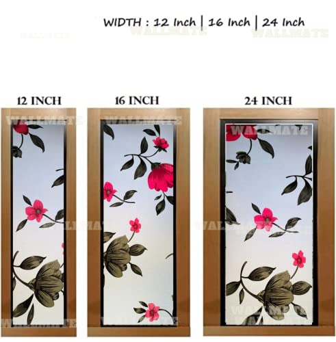 Image of WALLMATE Self Adhesive Window Film Frosted 3D Glass Door Window Frosted Film for Home /Office /Bathroom & Living Room Multicolor Frosted Film (16 x 90 Inch, Dazy Flower)