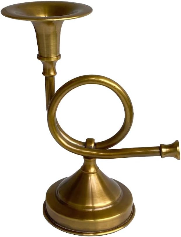 French Horn Fox Hunt Candle Stick Holder