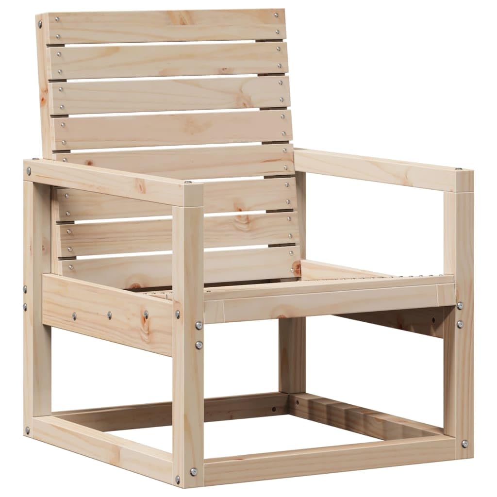 Chaise de jardin en pin massif 57,5x63x76cm avec accoudoirs confortables pour terrasse
