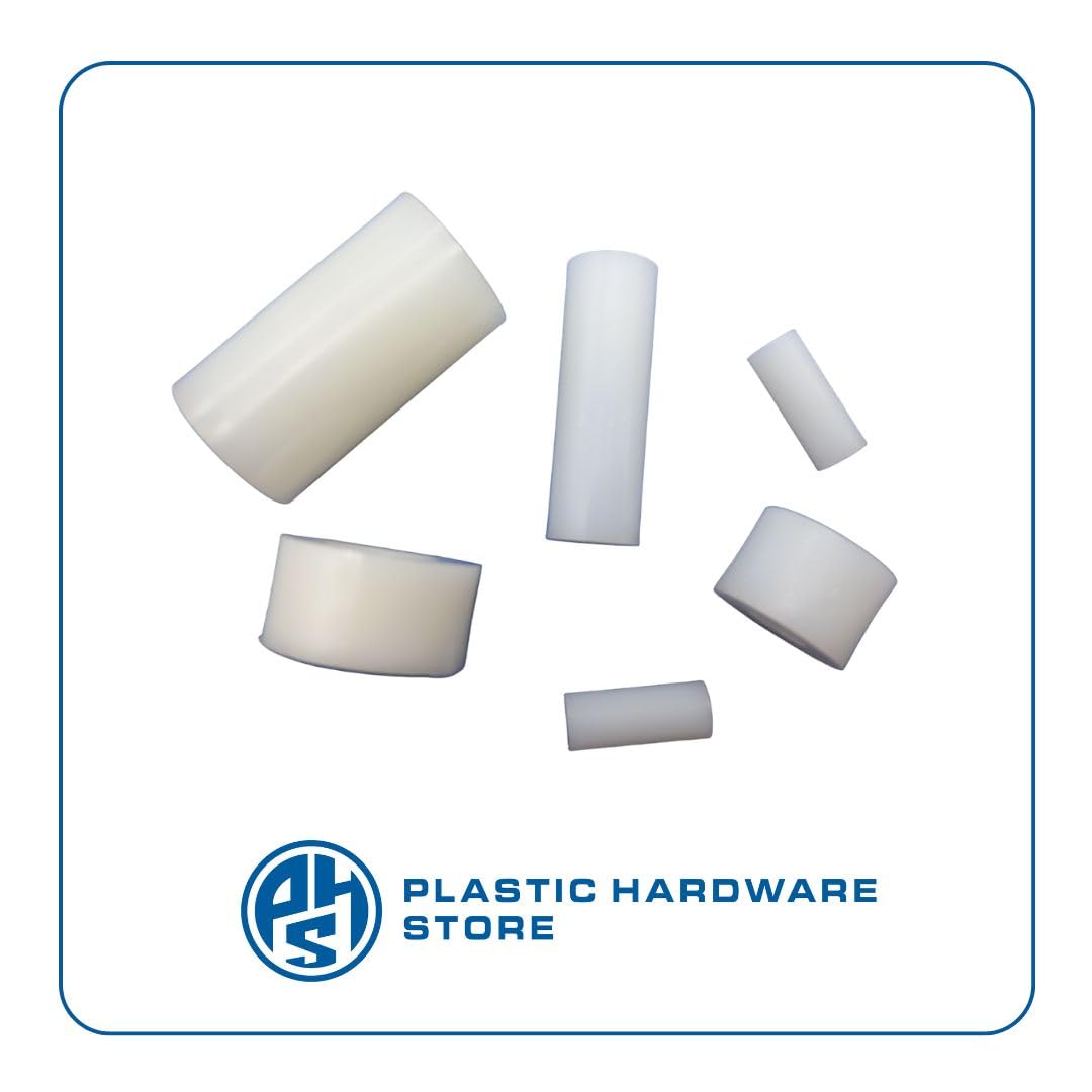 Entretoises/Entretoises en nylon (Plastique), non filetées, pour séparer les surfaces délicates, usage industriel et domestique - 10,2 à 20 x 8 - Naturel - 100 pièces - Plastic Hardware Store